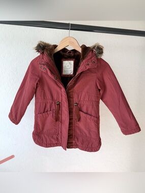 Zara girls fur hooded parka jacket